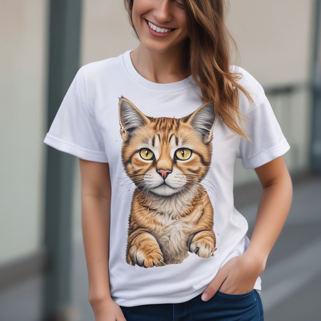 Novelty T-Shirt with a cute cat meme